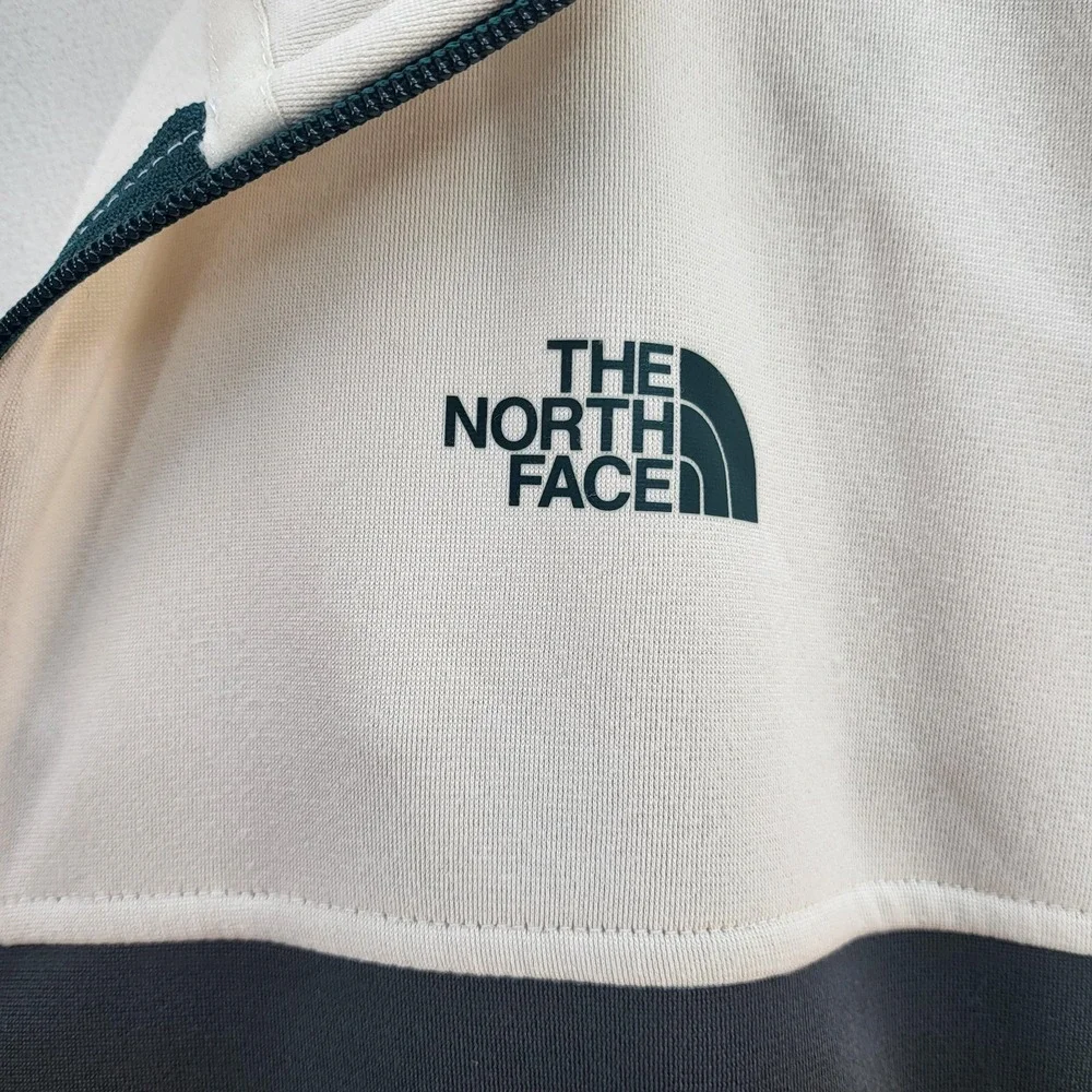 The North Face Jacket Mens XL Gray Cream Full Zip Fleece‎ Colorblock Logo Casual